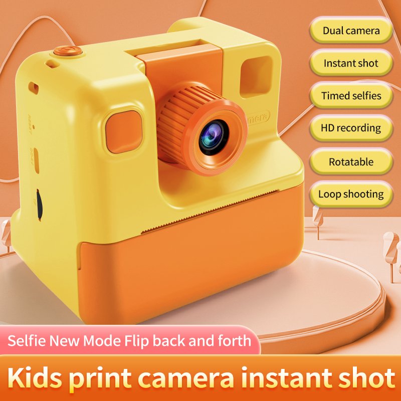 Kids toy hot selling 1080p mini dual lens thermal printing digital camera instant print camera with printer