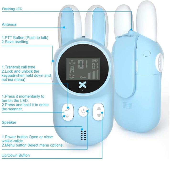 Wowkids XJ11 Walkie Talkie - Long-Range Kids’ Communication Tool with Flashlight & VOX